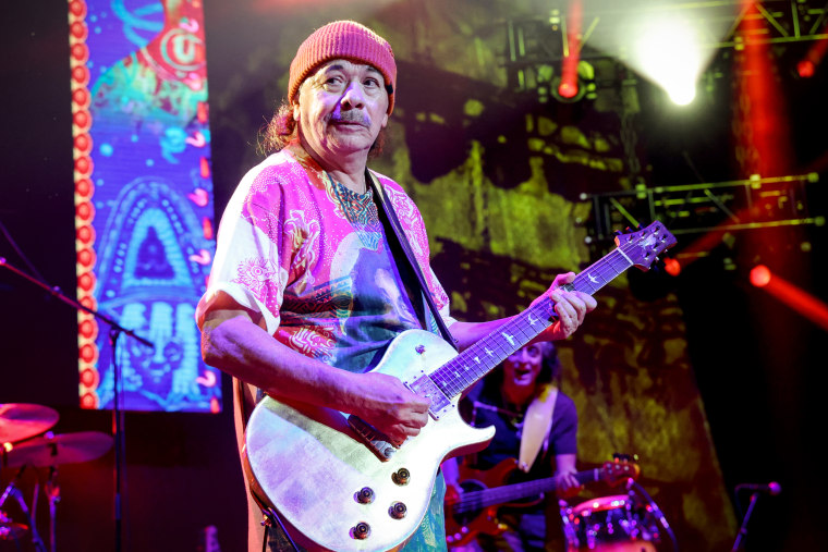 Carlos Santana performs in concert on May 7, 2023 in The Woodlands, Texas.