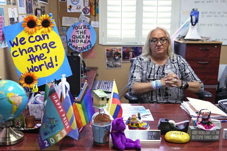 Andrea Montanez sits in her office in the Hope Community Center