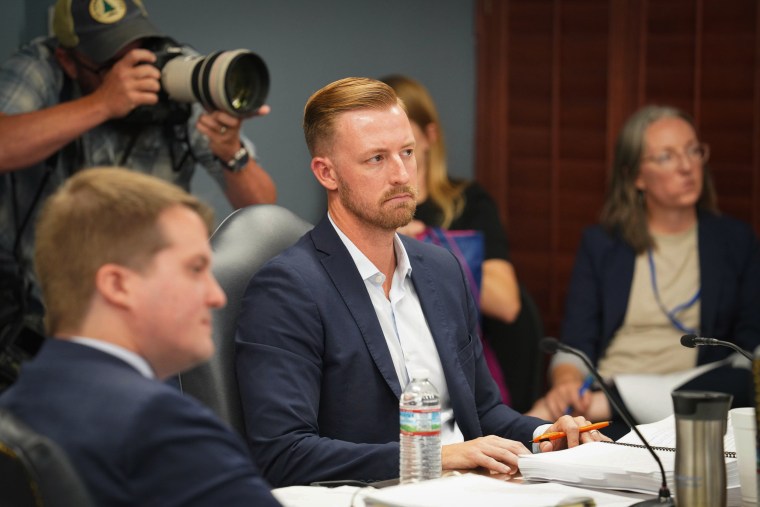 School superintendent Ryan Walters in Oklahoma City on Aug. 24, 2023. 