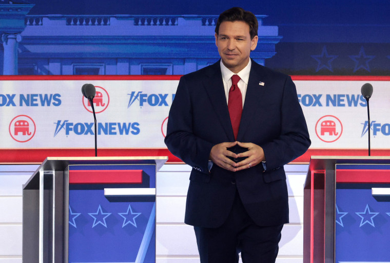 Ron DeSantis participates in the first debate of the GOP primary season hosted by FOX News in Milwaukee
