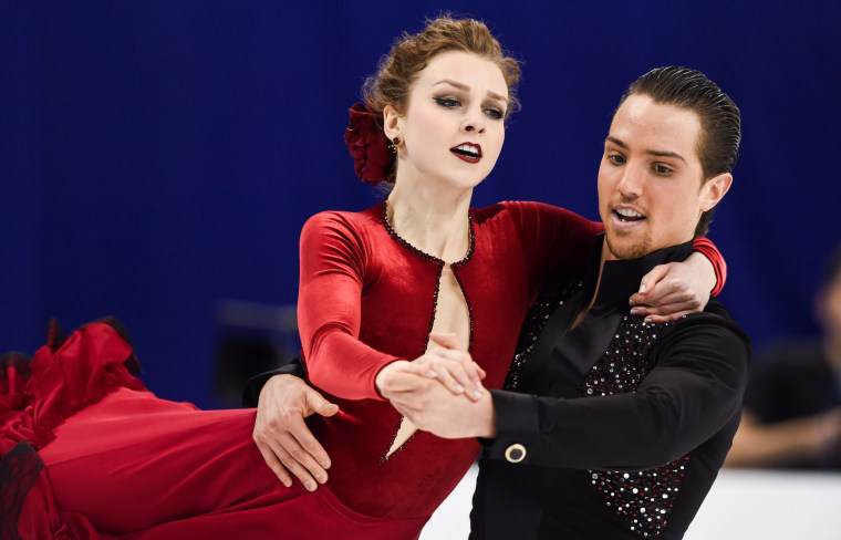 Alexandra Paul and Mitchell Islam of Canada during the ISU World Figure Skating Championships in Shanghai on March 25, 2015.