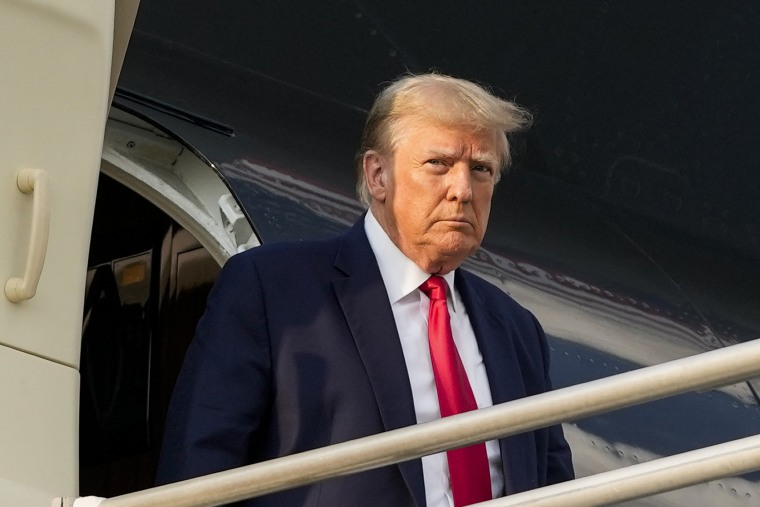 Former President Donald Trump arrives in Atlanta on Aug. 24, 2023.