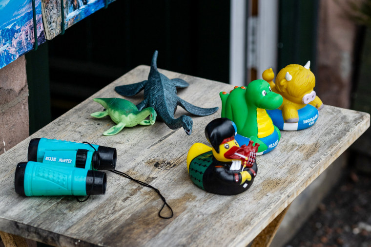 Nessie figurines outside a gift shop in Drumnadrochit.