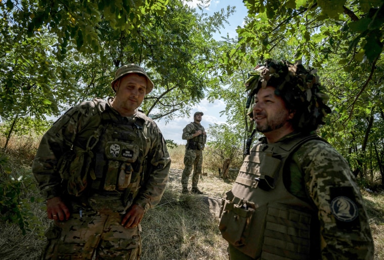 Ukrainian servicemen near the village of Robotyne, Ukraine