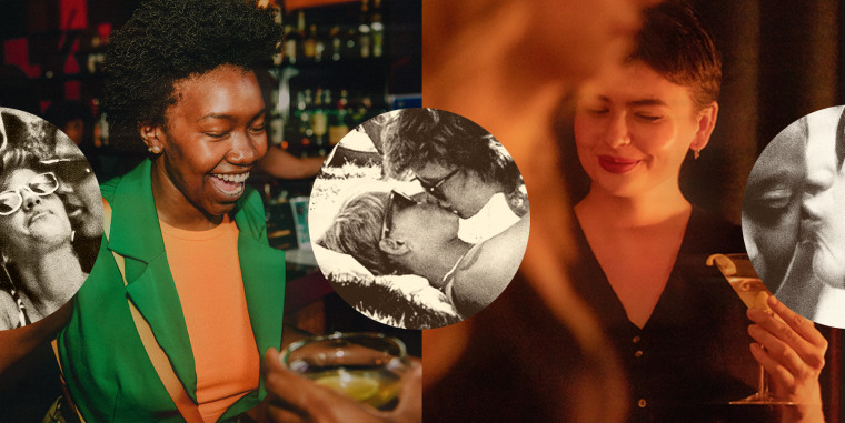 Photo Illustration: Images from Nobody's Darling in Chicago (L) and grotto in Brooklyn, N.Y. (R) as well as archival images of women kissing other women