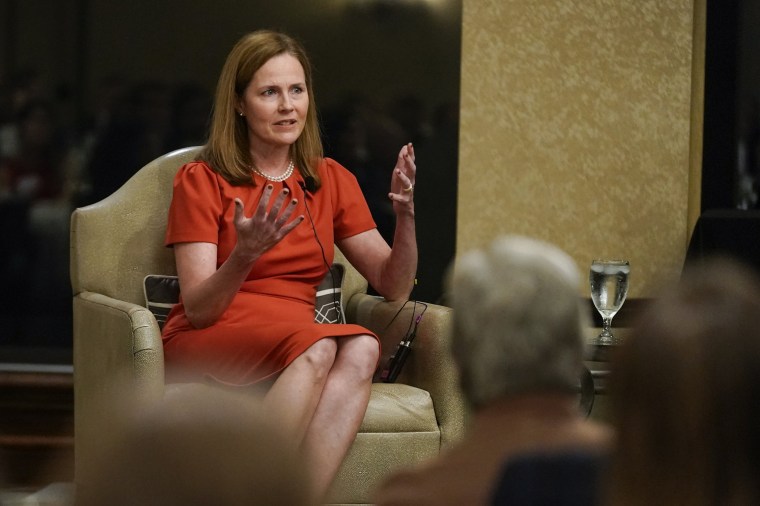 Supreme Court Associate Justice Amy Coney Barrett during the Seventh Circuit Judicial Conference, in Lake Geneva, Wis.