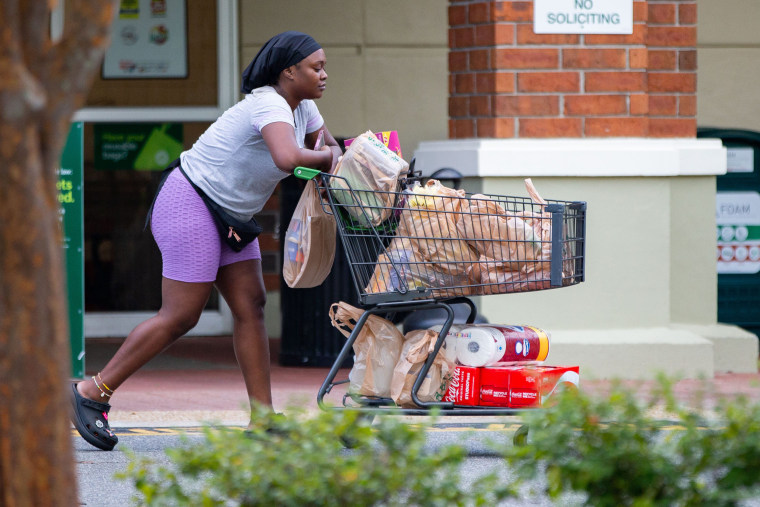 A Tallahassee resident stocks up on supplies. 