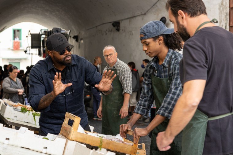 Director Antoine Fuqua with Zakaria Hamza and Daniele Perrone on the set of "The Equalizer 3."