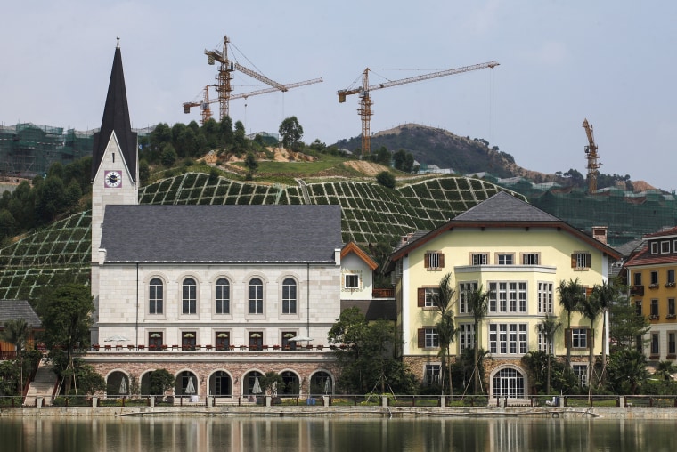 A replica of the Austrian village of Hallstatt village in Huizhou, China, on June 1, 2012.