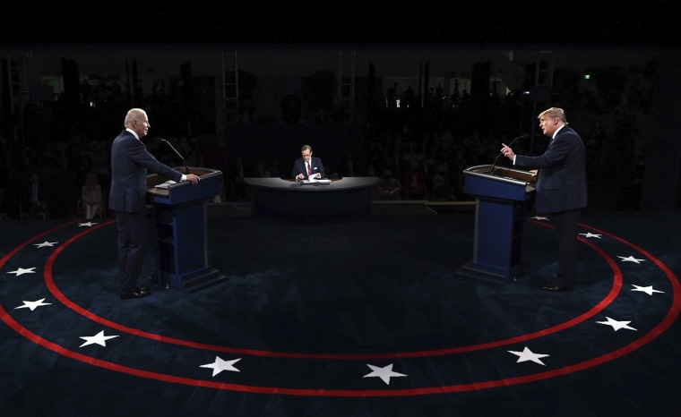 Joe Biden and Donald Trump at the presidential debate in Cleveland