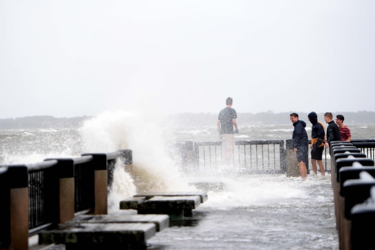 Tropical storm Idalia hits Charleston, S.C., as tides rise on Aug. 30, 2023.