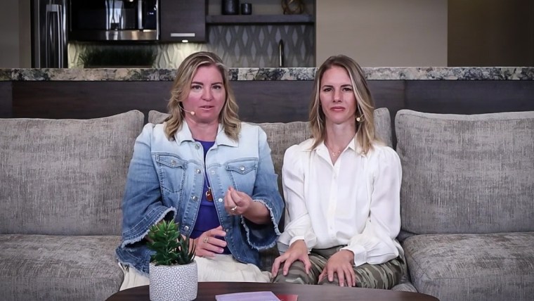 Ruby Franke, right, and business partner, Jodi Hildebrandt, speaks during an Instagram video posted to her @moms_of_truth account.