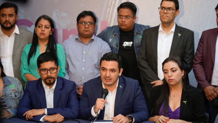 Seed Movement party lawmakers at a press conference in Guatemala City, on Aug. 30, 2023. 
