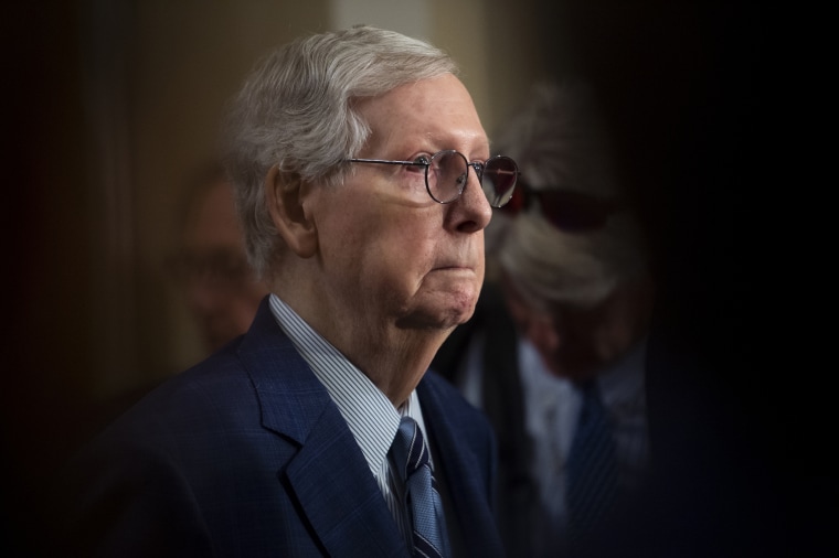 Mitch McConnell during the Senate Republican’s policy luncheon press conference at the U.S. Capitol