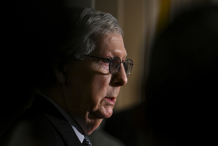Senate Minority Leader Mitch McConnell, R-Ky., at the Capitol on Feb 14, 2023.