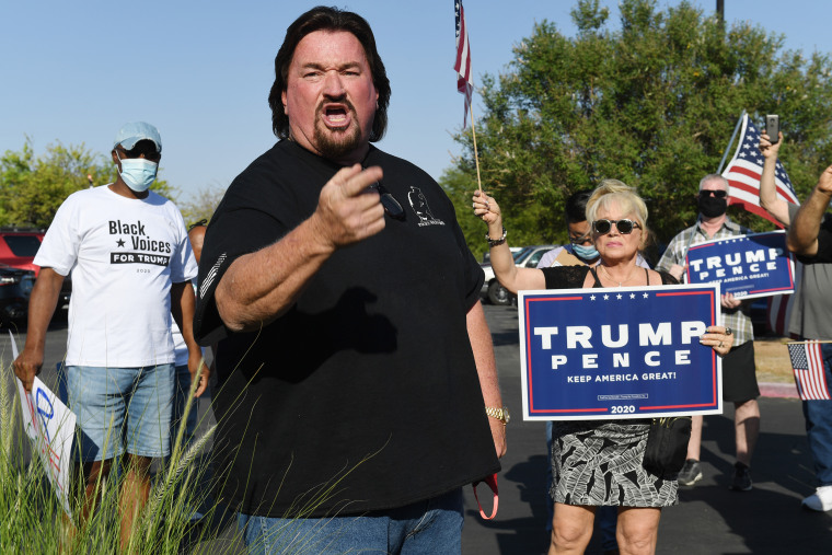 Nevada Republican Party Chairman Michael McDonald at a protest against the passage of a mail-in voting bill in Las Vegas in 2020.