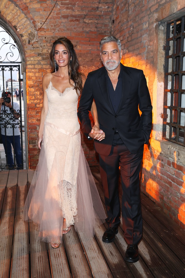 Amal Clooney and George Clooney attending the DVF Awards 2023 during the 80th Venice International Film Festival on August 31, 2023 in Venice, Italy. 