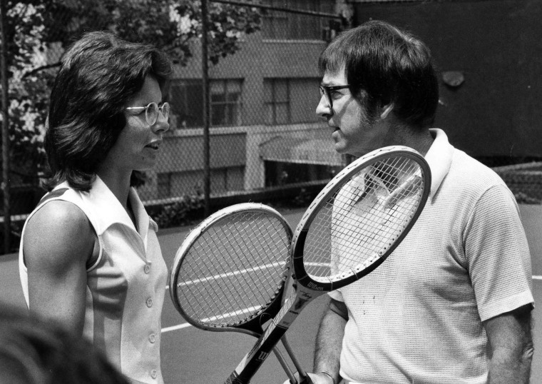 Billie Jean King and Bobby Riggs in the "Battle of the Sexes" match.
