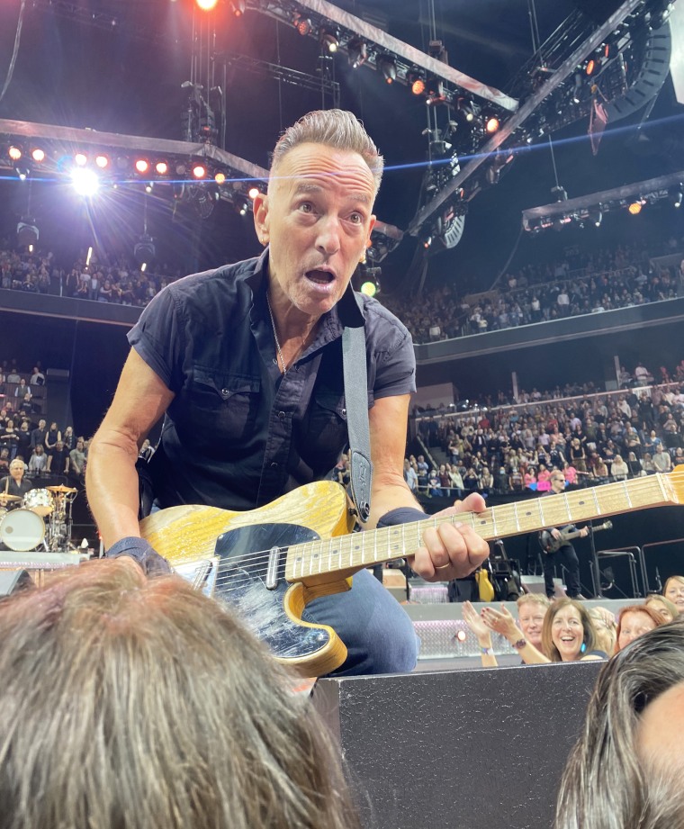 Wax figure or real rock star? I took this photo of Springsteen at a show in Brooklyn, New York. 
