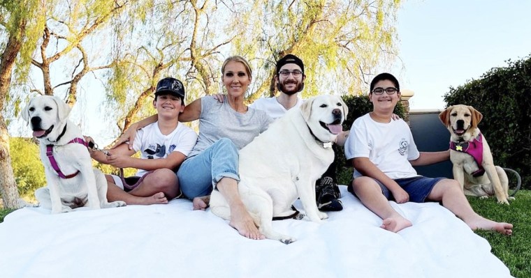 Celine Dion with her three sons.