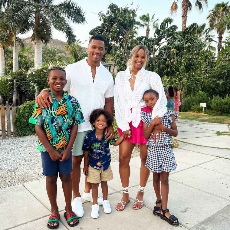 Ciara and Russell Wilson smile with their kids: Future, Win and Sienna.
