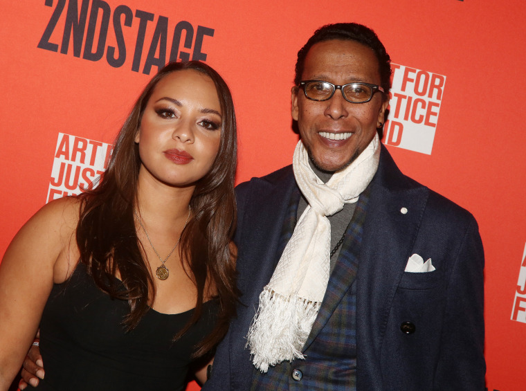 Jasmine Cephas Jones and father Ron Cephas Jones pose at the opening night after party for the new play "Clyde's" on Broadway at Bryant Park Grill on November 23, 2021 in New York City.