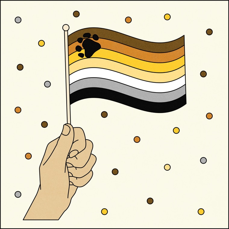 Illustration of hand holding Bear pride flag