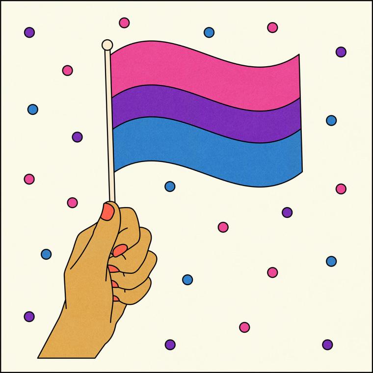 Illustration of hand holding Bisexual flag