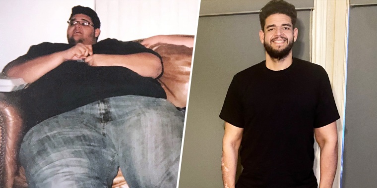 Beau Griffin before and after his weight loss. The Las Vegas business owner once weighed more than 700 pounds.