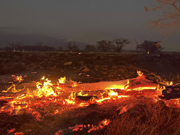 A wildfire burns in Kihei, Hawaii 