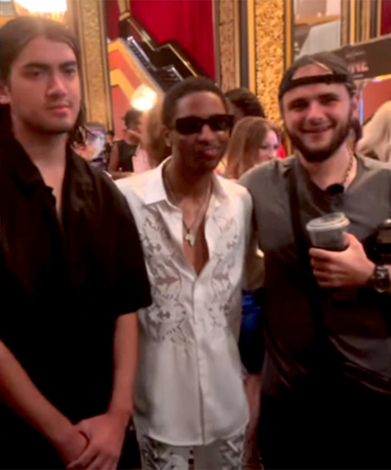 Bigi Jackson, Myles Frost and Prince Jackson take a photo together in Las Vegas.