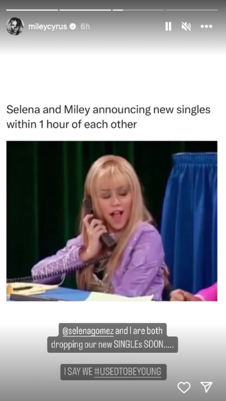 Miley Cyrus also shared the same clip as Selena Gomez.