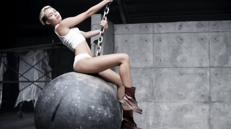 Miley Cyrus in the video for "Wrecking Ball."