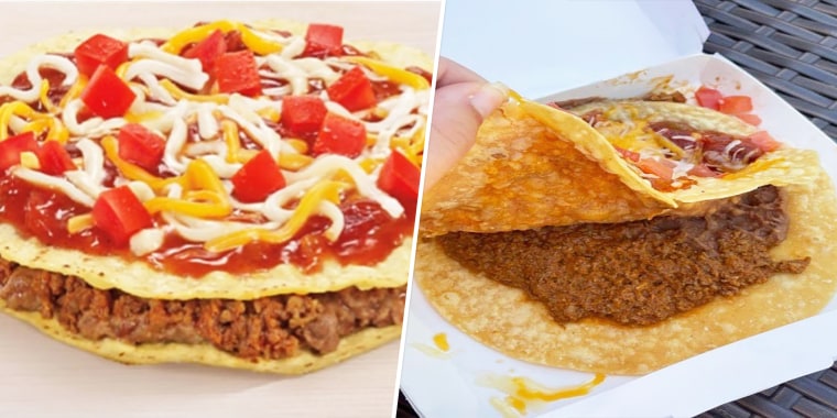 Mexican Pizza in Taco Bell's advertisement / A Mexican Pizza the plaintiff allegedly received. 