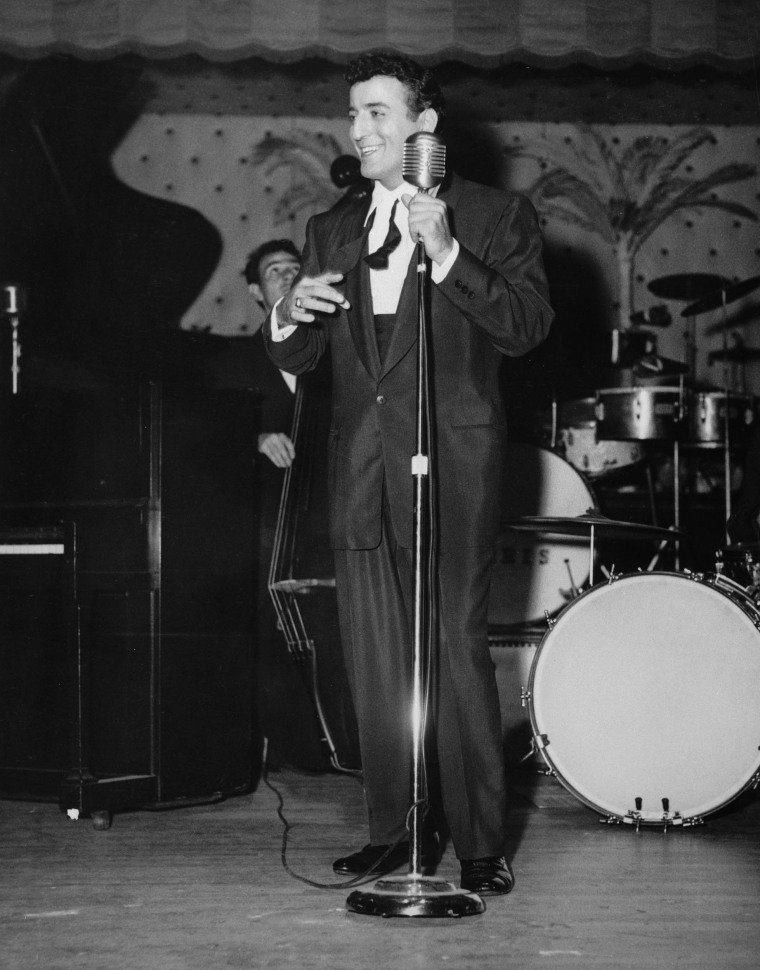 Tony Bennett Singing at Microphone