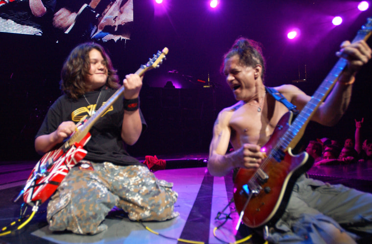 Wolfgang Van Halen and Eddie Van Halen at the Meadowlands on June 22, 2004.