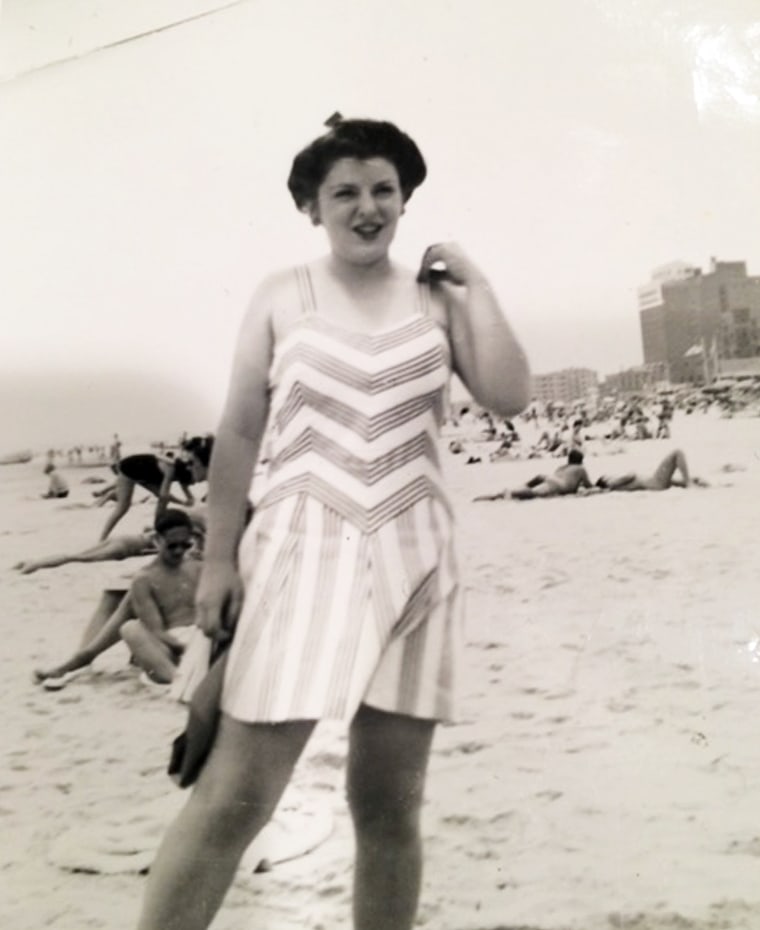 Bernstein spends time at the beach as a young woman.