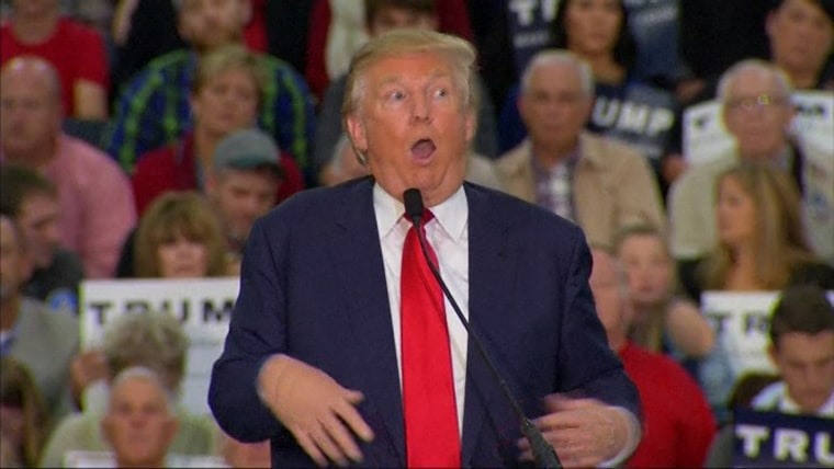 Then-Republican presidential candidate Donald Trump speaks at a campaign event in Myrtle Beach, S.C., in 2015.