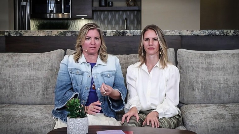 Ruby Franke, right, and business partner, Jodi Hildebrandt, speaks during an Instagram video posted to their @moms_of_truth account.