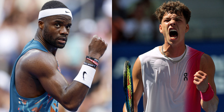 Frances Tiafoe and Ben Shelton compete on Sept. 3, 2023, in matches at the U.S. Open.