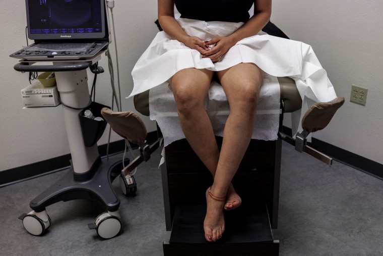 A patient waits to have an ultrasound before a medical abortion on opening day at Alamo Women's Clinic in Albuquerque, N.M. on Aug. 22, 2022.