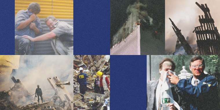 Photo illustration of scenes from the Sept. 11 terrorist attack at the World Trade Center in New York.