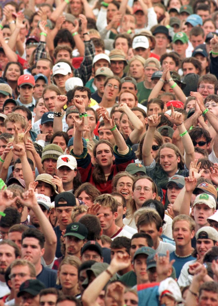 Image: Fans gather near the front of the stage as Phish performs a set in Portland in 1997.