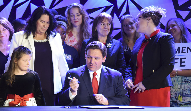 Gov Ron DeSantis signs Florida's 15-week abortion ban into law Kissimmee on April 14, 2022.