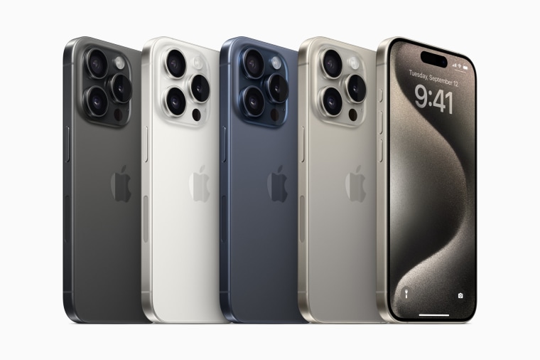 iPhone 15 Pro and iPhone 15 Pro Max will be available in four new finishes: black titanium, white titanium, blue titanium, and natural titanium.