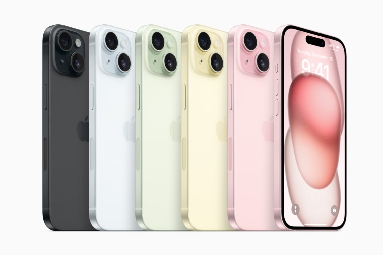 iPhone 15 and iPhone 15 Plus will be available in five new colors: black, blue, green, yellow, and pink.