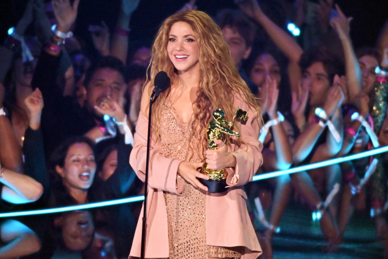 Shakira accepts the Michael Jackson Video Vanguard Award onstage during the 2023 MTV Video Music Awards at Prudential Center on September 12, 2023 in Newark, New Jersey.