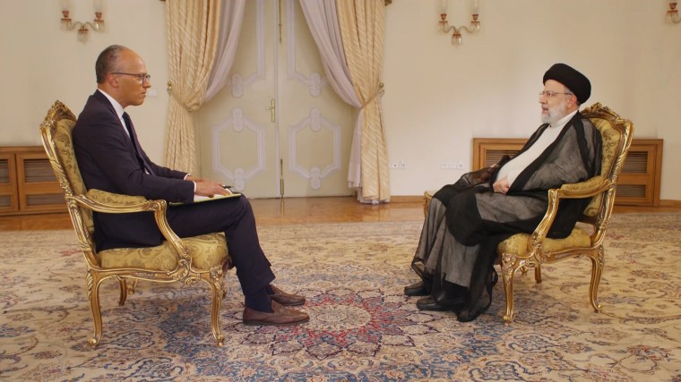 Iranian President Ebrahim Raisi speaks with NBC News' Lester Holt in Tehran. 