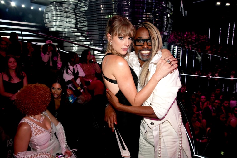  (L-R) Taylor Swift and Billy Porter attend the 2023 MTV Video Music Awards at Prudential Center on September 12, 2023 in Newark, New Jersey. 