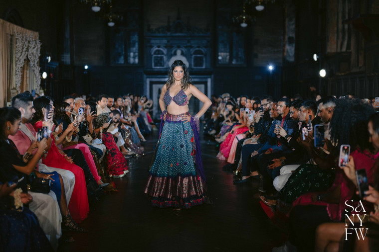 Richa Moorjani for Always Raas at South Asian New York Fashion Week on Monday.